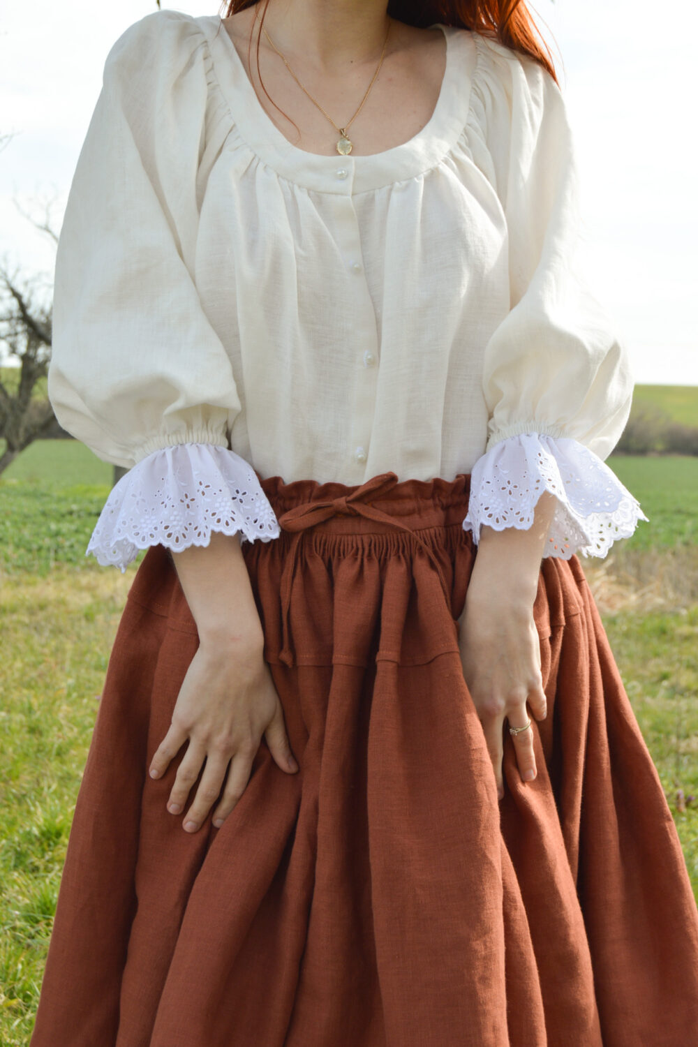 Ivory Annie Blouse with Madeira Lace Size M